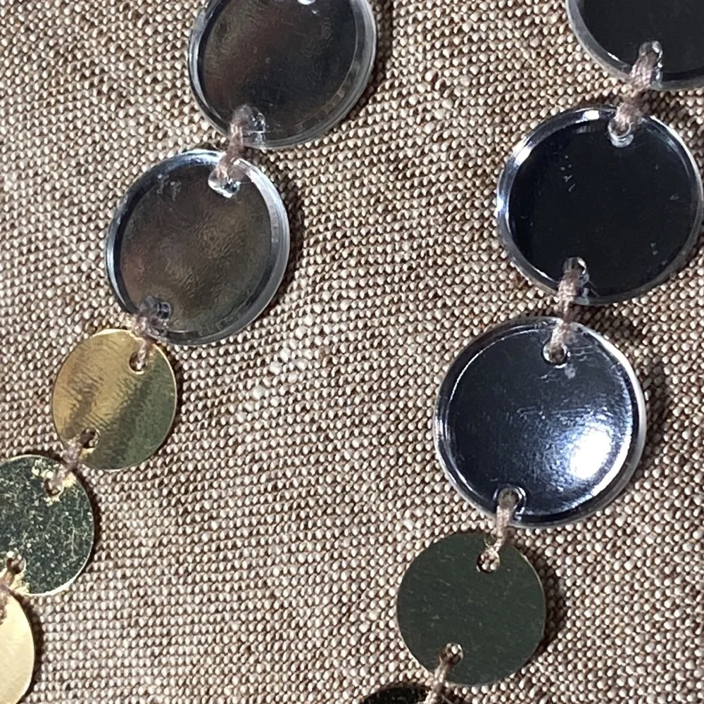 TORY BURCH - linen tank tunic w little mirror discs surrounding neck, zip - 8 - Picture 12 of 16